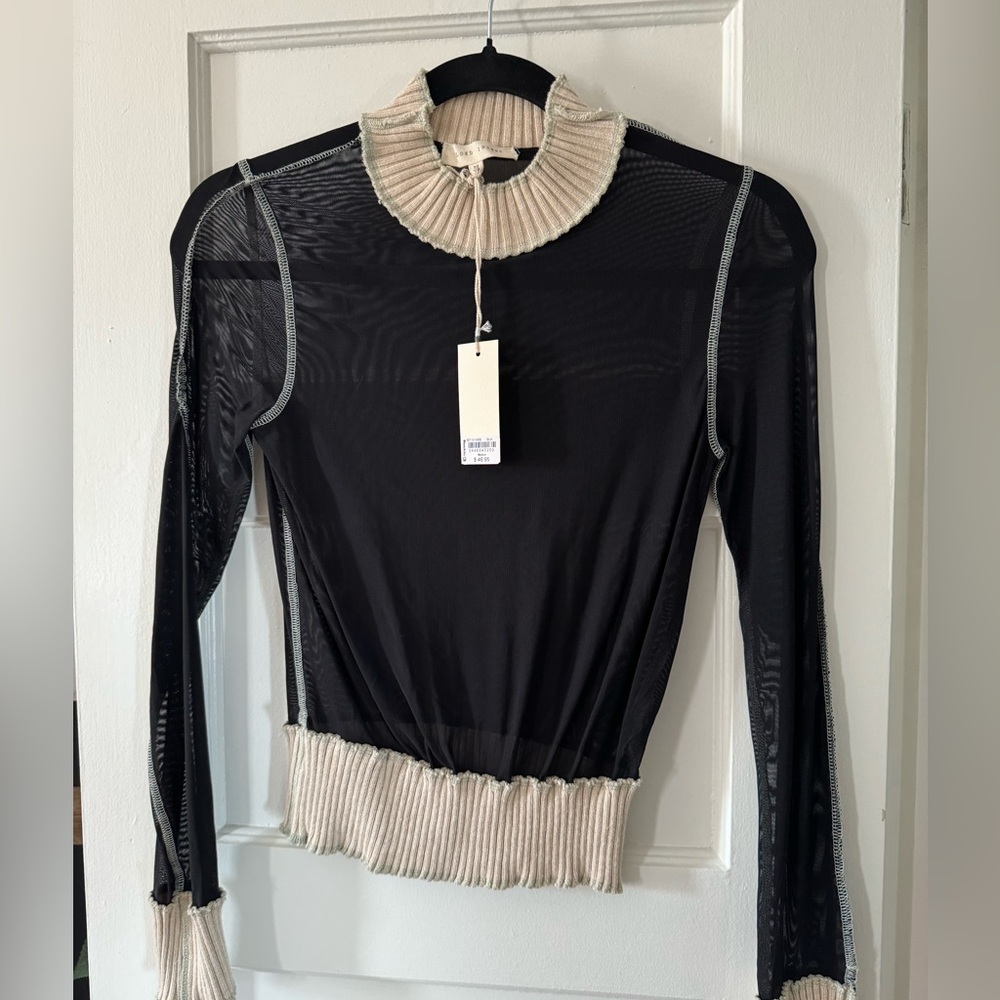 BKE gilded intent sheer mesh turtleneck sweater size M BNWT